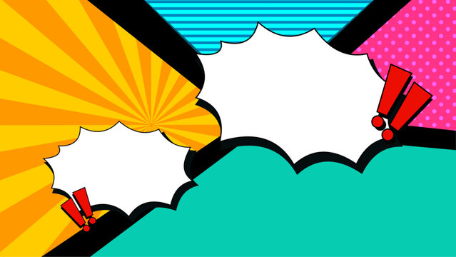 Flat comic pop fun style wallpaper with bubble, Comic Blank Speech Bubble With Copy Space Color Background