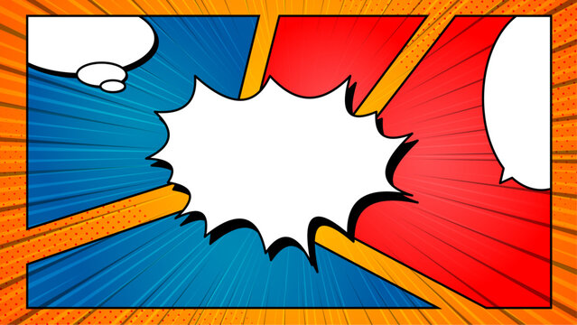 Flat comic pop fun style wallpaper with bubble, Comic Blank Speech Bubble With Copy Space Color Background