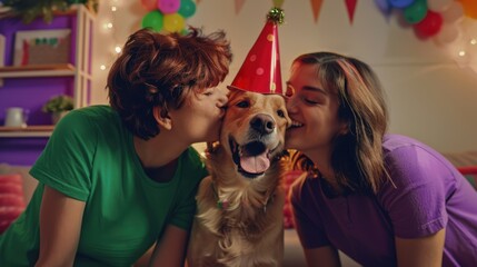 Canvas Print - The friends and birthday dog