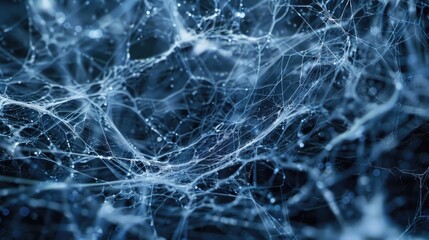A close-up shot of a spider web covered in water droplets, perfect for illustrating the beauty of nature and the importance of patience