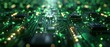 © Starkreal - Green Circuit Board with Glowing Lights.