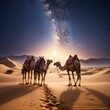 © Nayemul - Camel on the background of the night starry sky generative ai