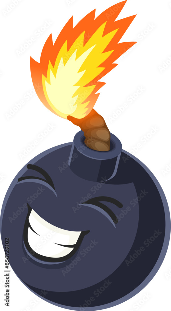 Smiling Exploding Bomb Cartoon bomb character. Isolated vector playful explosive weapon ...