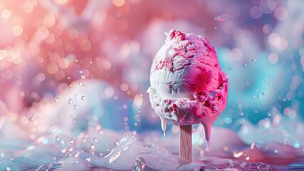 delicious ice cream on cool background, colorful ice cream background, banner of an ice cream