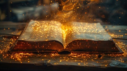 Ancient Book Glowing with Magic