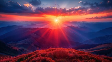 Poster - Sunrise Over Mountain Ranges