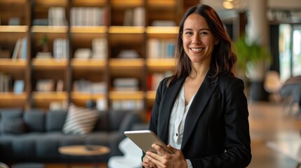 Poster - The businesswoman with tablet