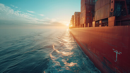 A cargo ship sailing on the sea. Make the cargo ship bigger.