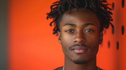 Poster - A man with a beard and dreadlocks is standing in front of a red wall