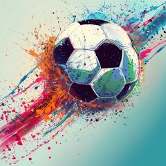 Wall Mural - Soccer Ball Explosion of Color