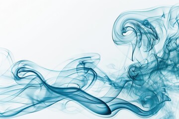 Poster - mysterious smoke with blue texture on white background abstract photography