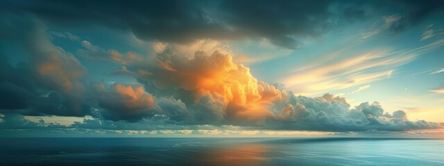 Aerial View of a Beautiful Seashore and Clouds