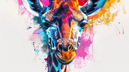 Wall Mural - Abstract Giraffe Portrait in Vibrant Colors