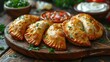 © vixion - Golden Brown Empanadas with Parsley Garnish