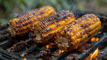 Grilled Corn on the Cob on a Barbecue Grill