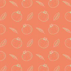 Wall Mural - seamless pattern with pomegranate and leaves