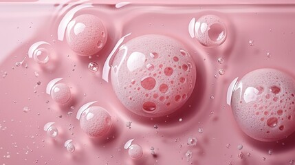 Canvas Print - Pink Bubbles Floating in Water