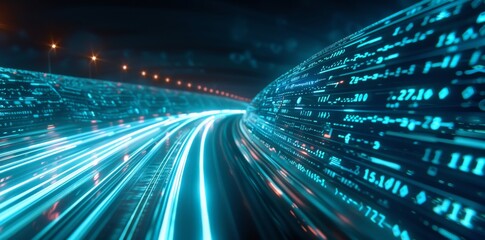 Poster - concept of big data, machine learning, artificial intelligence, virtual reality, hyper loop in a cit