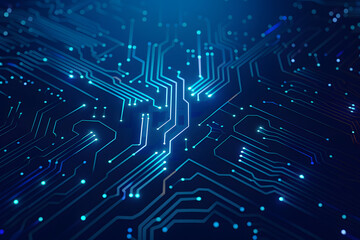 Poster - abstract digital background with circuit line elements in technology blue. circuit board vector illu