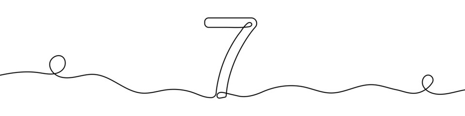 Wall Mural - Continuous editable line drawing of number 7. One line drawing of number 7 icon. Vector illustration. Number 7 icon in one line.