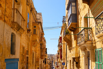 Sticker - Street with historic buildings in old town of Malta