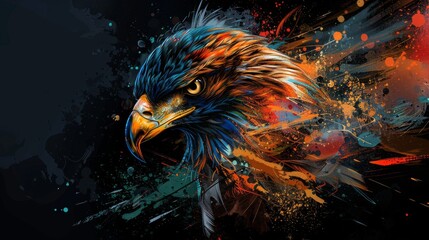 Wall Mural - Eagle Portrait in Abstract Splashes of Color
