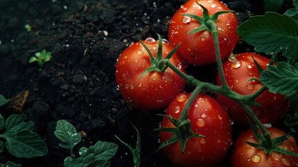 Wall Mural - The ripe tomatoes on vine