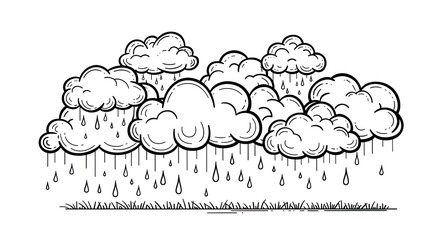 clouds and water drops drawing to depict rain and the effect of la nina