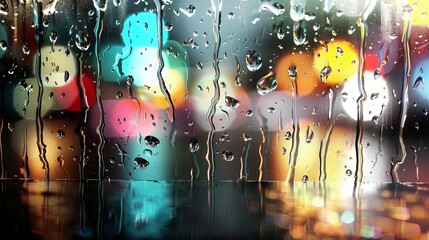 Wall Mural - Hyperdetailed image of rain falling on a windowpane with a clean background