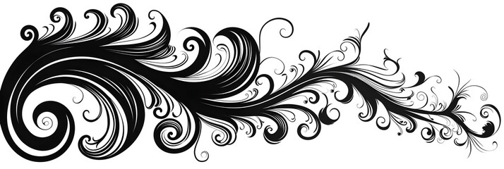 Canvas Print - Cute Black Doodle Swirl Line Art Clipart Design