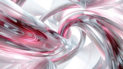 Wall Mural - Abstract Pink And Silver Swirls