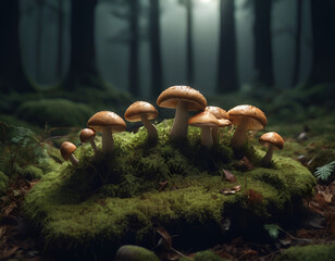 Wall Mural - mushrooms in the forest, mushroom in the forest, mushrooms in the woods
