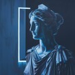 © Oleg - Classical Goddess Bust in Vibrant Neon Light. Modern Art Sculpture
