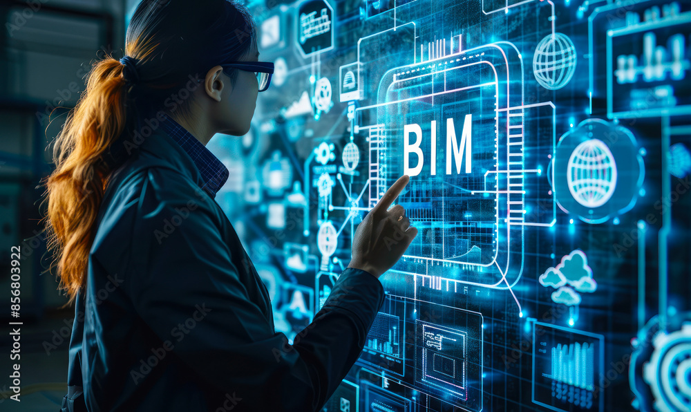 Business Professional Operating a Building Information Modeling (BIM ...