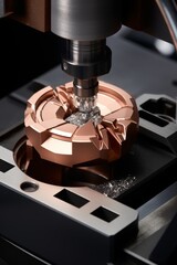 Poster - Precision cnc machine crafting unique jewelry, showcasing the artistic potential of technology