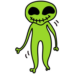 Poster - Cheerful green extraterrestrial mate design element