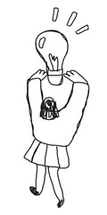 Sticker - Woman holding light bulb png cartoon icon