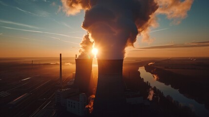 a smoke stacks with steam coming out of them