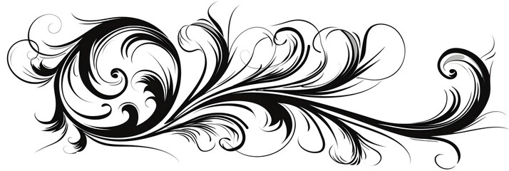 Canvas Print - Elegant Cursive Letter Line Art Clipart with Swirls