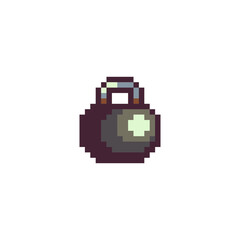 Poster - kettlebell pixel art icon, isolated vector illustration, design for logo, sticker, mobile app. game 