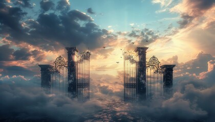 Divine gate to heaven in the evening skies.