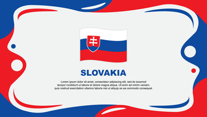 Wall Mural - Slovakia Flag Abstract Background Flat Design Template. Slovakia Independence Day Banner Wallpaper Vector Illustration. Slovakia Flag