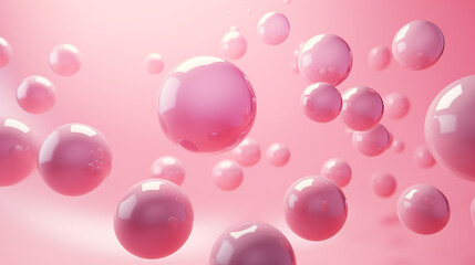 Wall Mural - Falling_pink_balls_on_the_background._3d_render