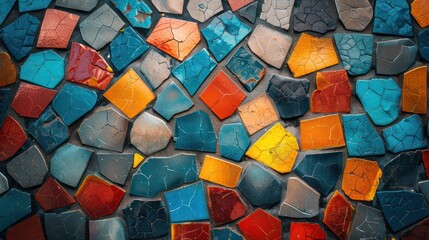 Wall Mural - A colorful mosaic made of broken tiles