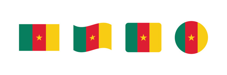 Wall Mural - Vector Cameroon flag. Set of Cameroon Flags Collection. 
