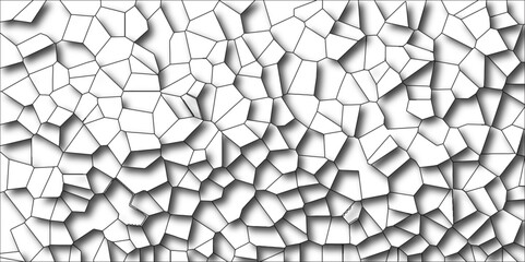 Poster - White Broken Stained Glass Background with Black lines. 3d shapes Geometric Retro tiles pattern. Quartz glass natural fragment can be used for marble bath floor.