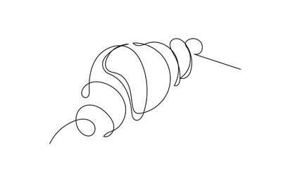 Wall Mural - one line Croissant drawing vector illustration.
