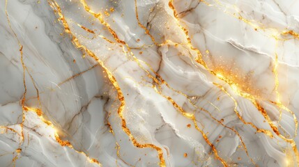 Wall Mural - A white marble with gold streaks and a gold border