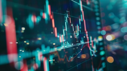 Aufkleber - A close-up of a stock market trading screen displaying fluctuating graphs and charts of various stocks.