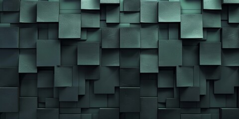 Poster - Abstract Geometric Pattern of Interlocking Green Squares